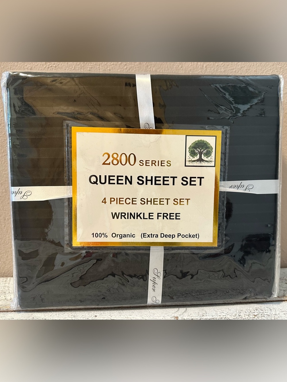 100% Organic Cotton Percale Queen Size Sheet Set - NIP